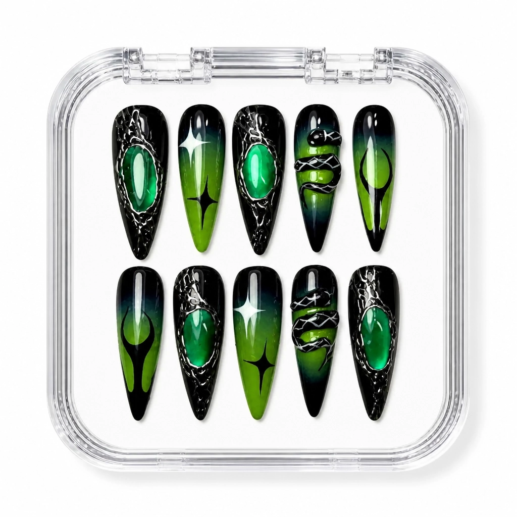 Press-on Nails Wholesale $9.90 Emerald Venom by Yabe Vietnam