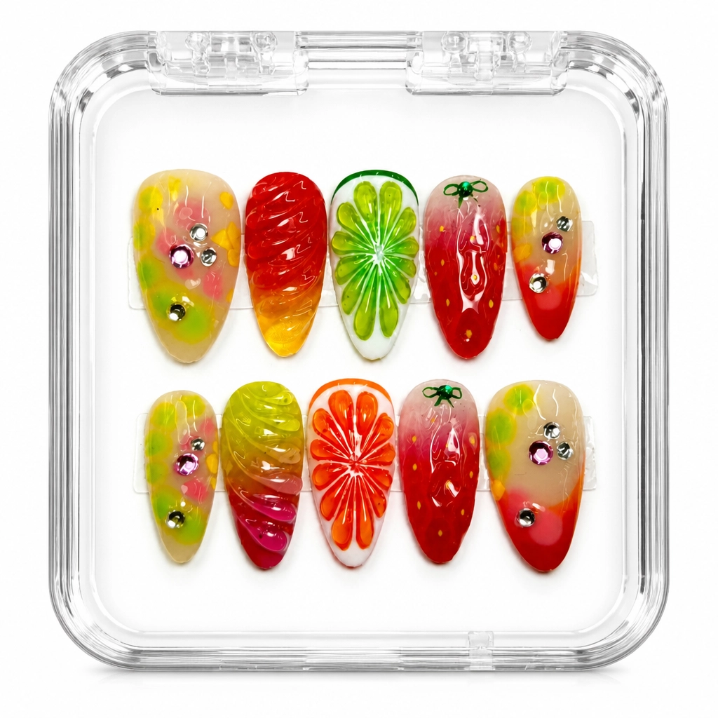 Press-on Nails Wholesale $9.90 Citrus Elegance by Yabe Vietnam
