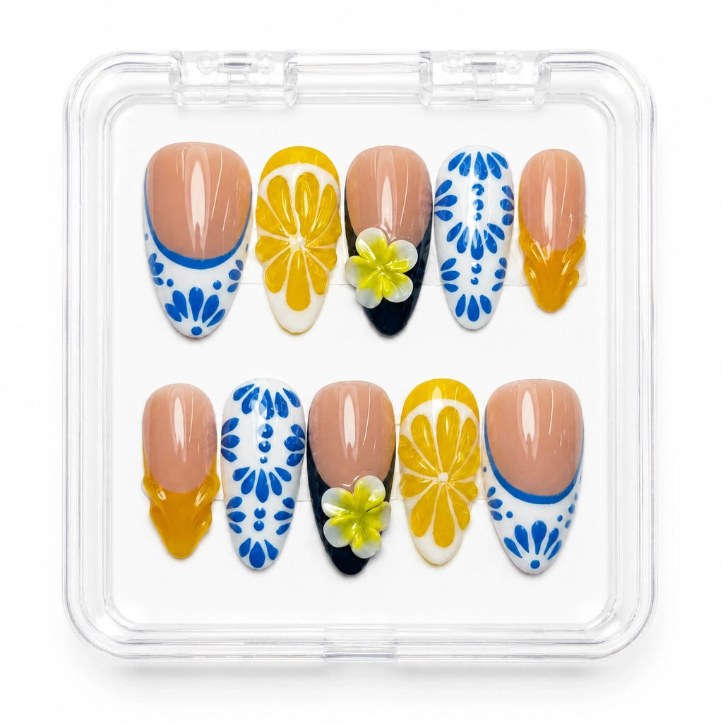 Press-on Nails Wholesale $9.90 Satin Botanical Bloom by Yabe Vietnam