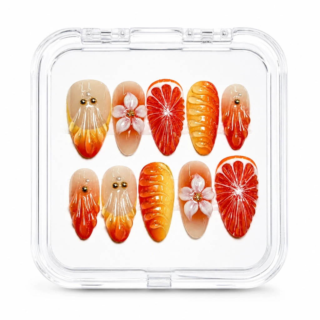 Press-on Nails Wholesale $9.90 Citrus Bloom by Yabe Vietnam