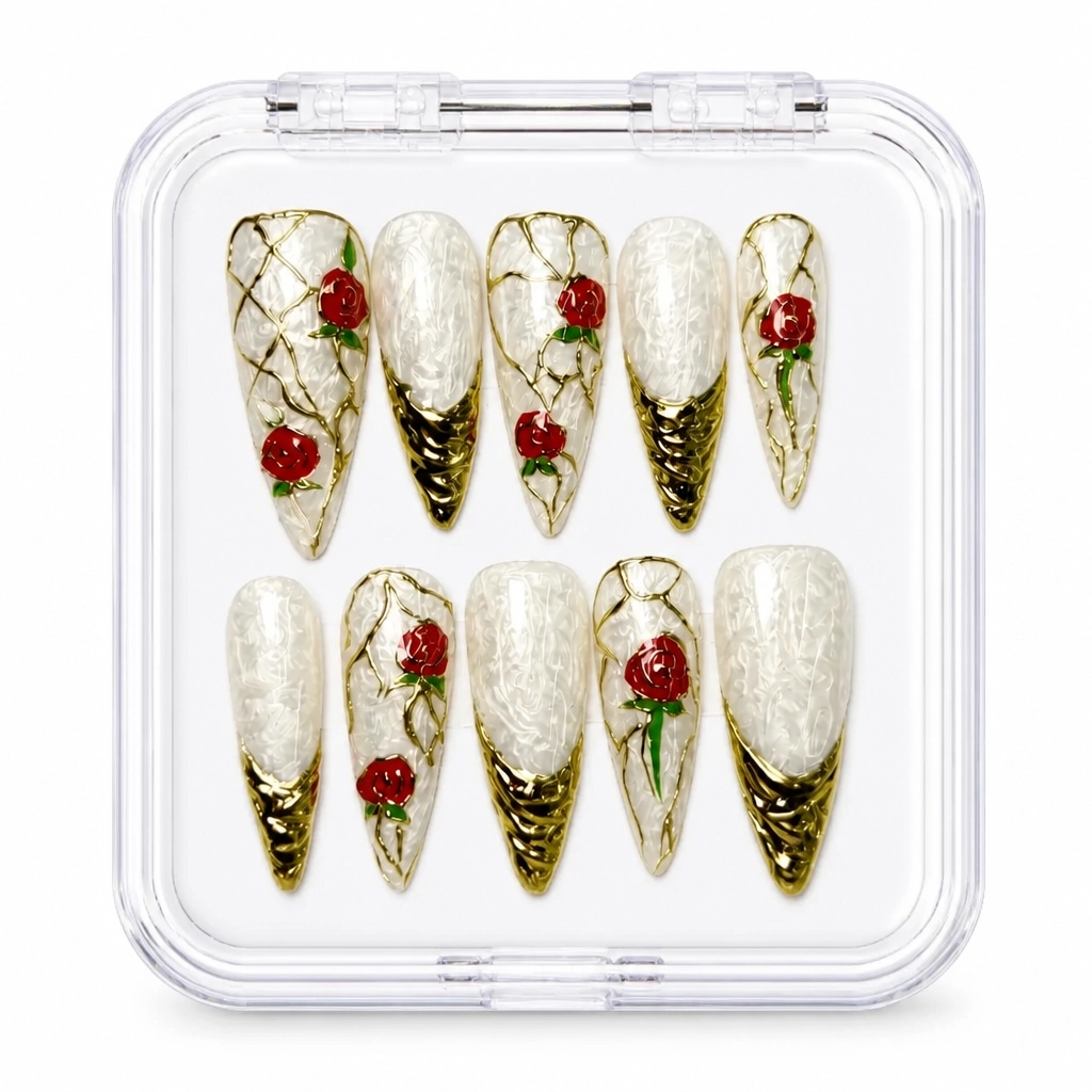 Press-on Nails Wholesale $9.90 Ivory Botanical Bliss by Yabe Vietnam