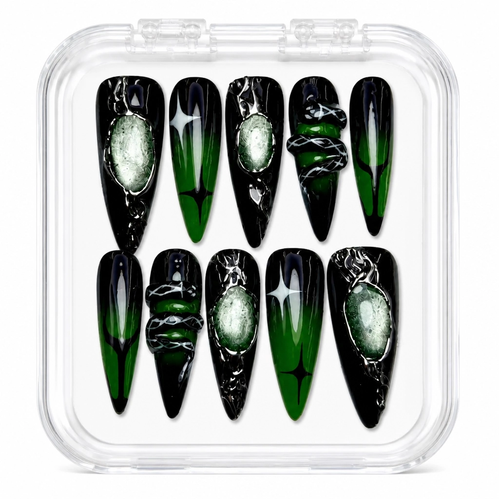 Press-on Nails Wholesale $9.90 Black Emerald Luxe by Yabe Vietnam