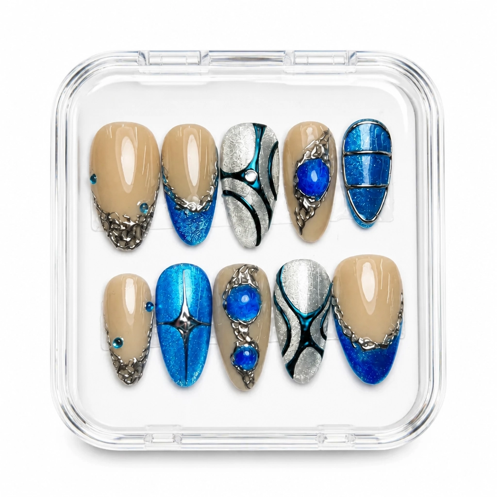 Press-on Nails Wholesale $9.90 Beige Sapphire Elegance by Yabe Vietnam