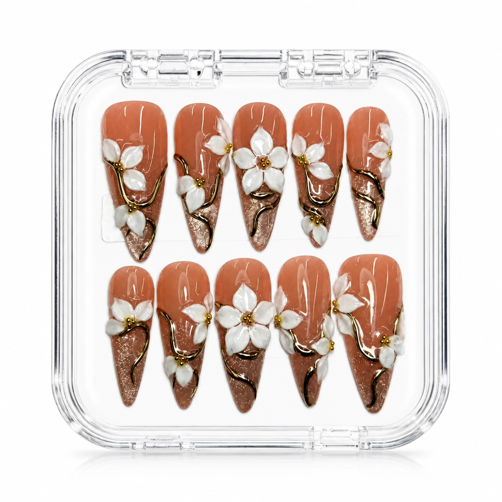 Press-on Nails Wholesale $9.90 Terracotta Blossom by Yabe Vietnam