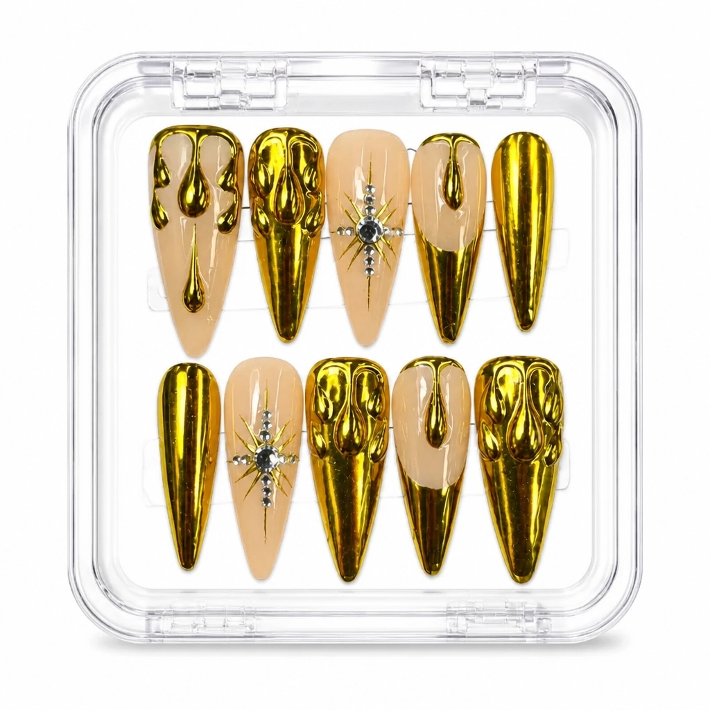 Press-on Nails Wholesale $9.90 Liquid Chrome Elegance by Yabe Vietnam