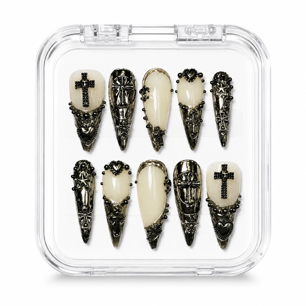 Press-on Nails Wholesale $9.90 Obsidian Elegance by Yabe Vietnam