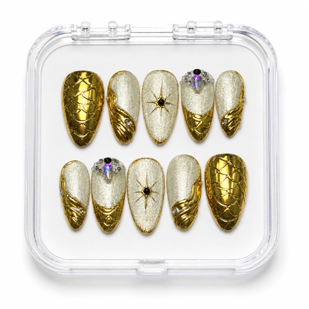 Press-on Nails Wholesale $9.90 Satin Golden Luxe by Yabe Vietnam