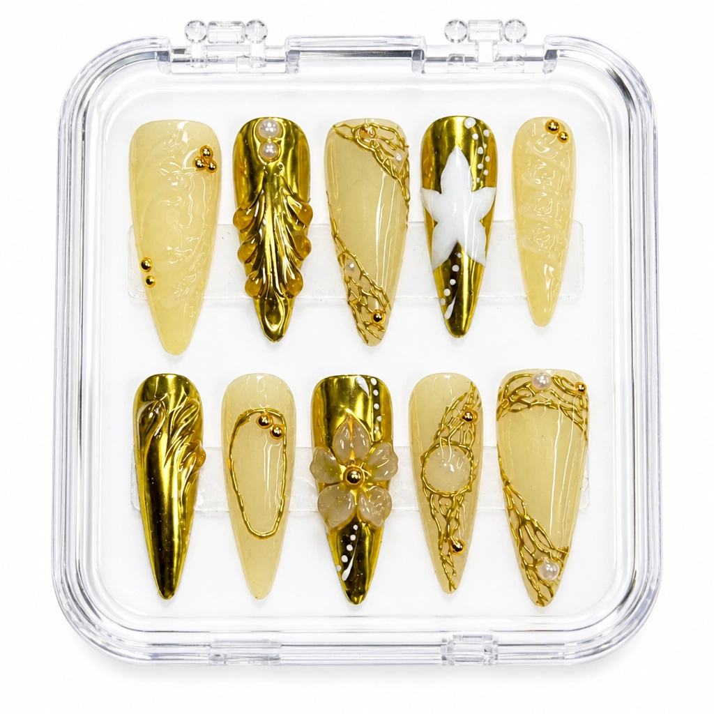 Press-on Nails Wholesale $9.90 Cream Stiletto Luxe by Yabe Vietnam