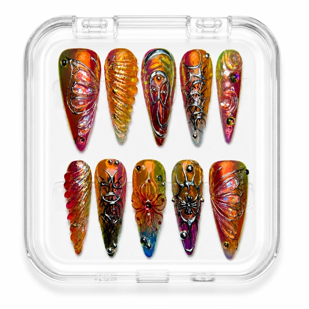 Press-on Nails Wholesale $9.90 Crimson Butterfly by Yabe Vietnam