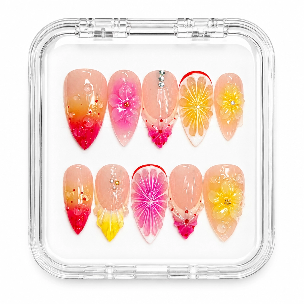 Press-on Nails Wholesale $9.90 Sunset Bloom by Yabe Vietnam