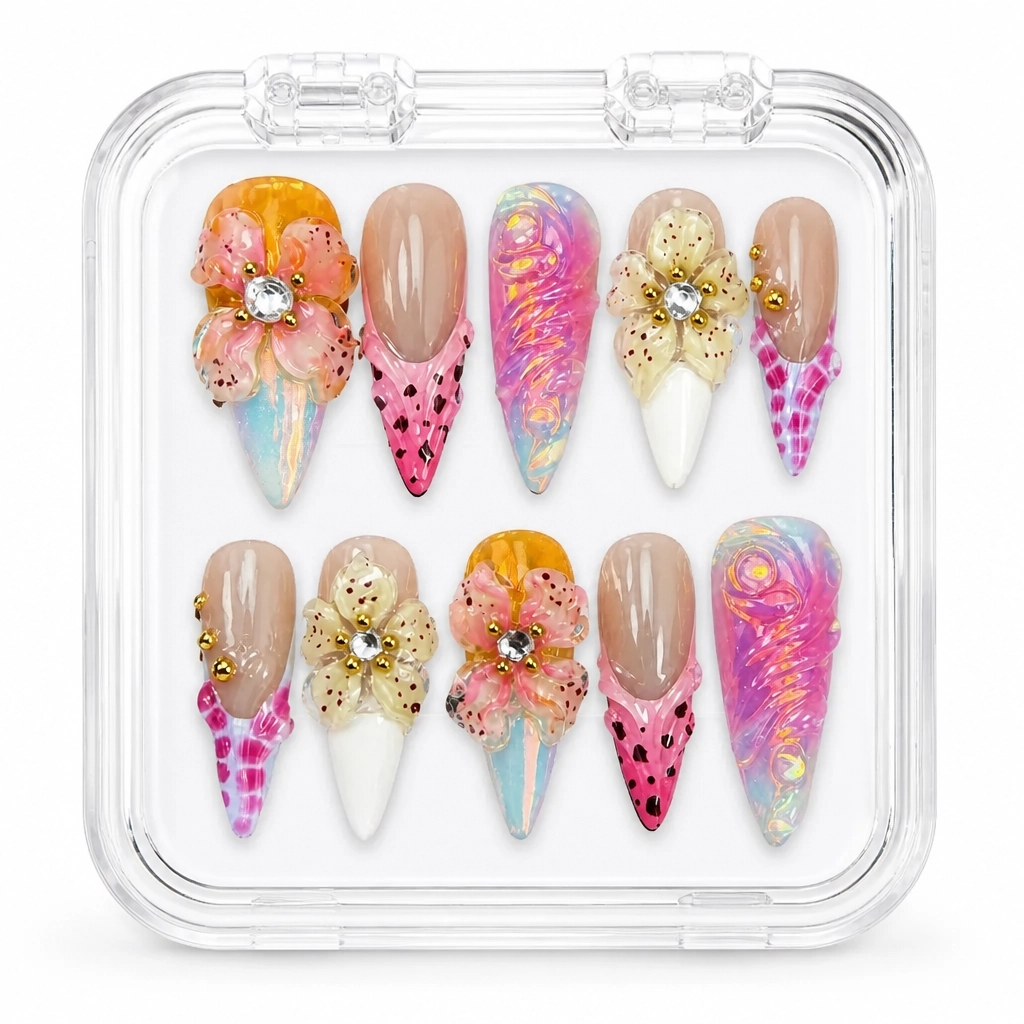 Press-on Nails Wholesale $9.90 Opalescent Bloom by Yabe Vietnam