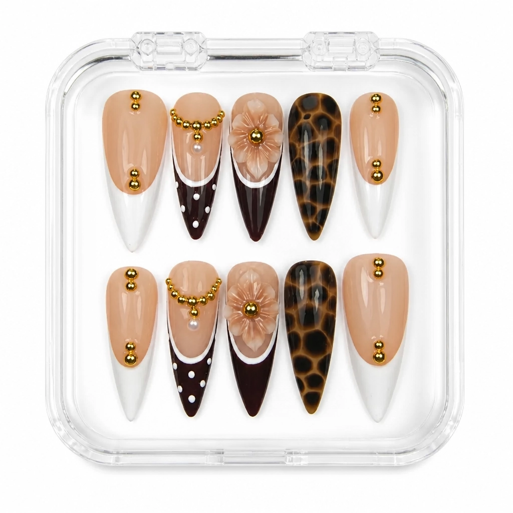 Press-on Nails Wholesale $9.90 Tortoiseshell Bloom by Yabe Vietnam