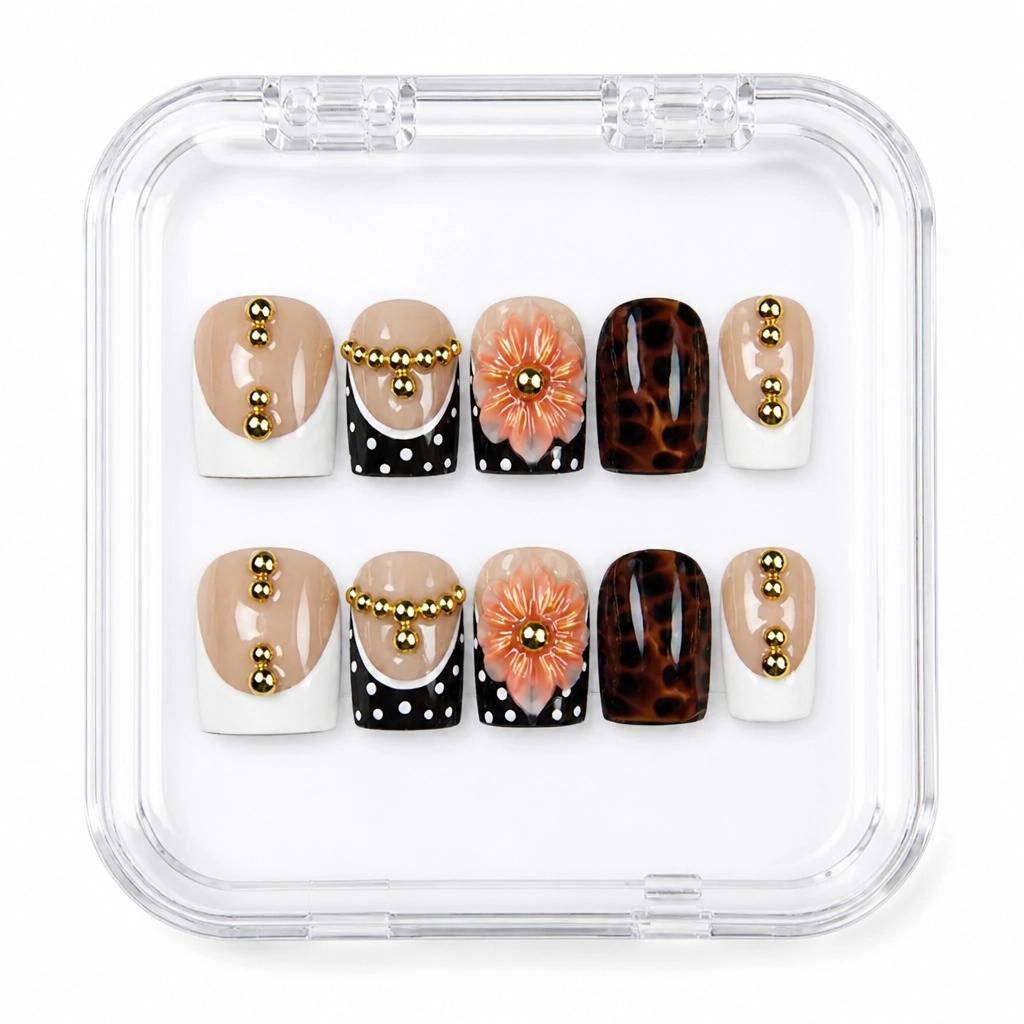 Press-on Nails Wholesale $9.90 Tortoiseshell Bloom by Yabe Vietnam