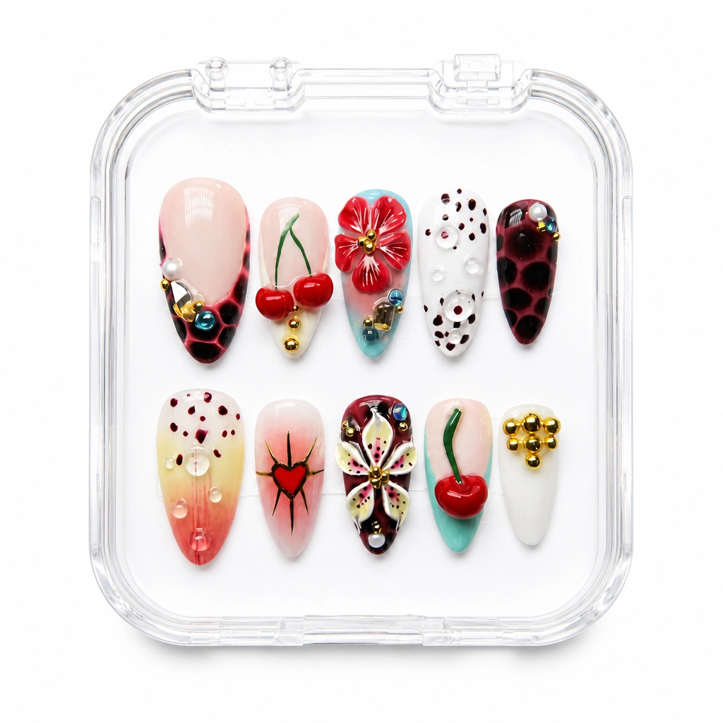 Press-on Nails Wholesale $9.90 Cherry Blossom Eclectic by Yabe Vietnam
