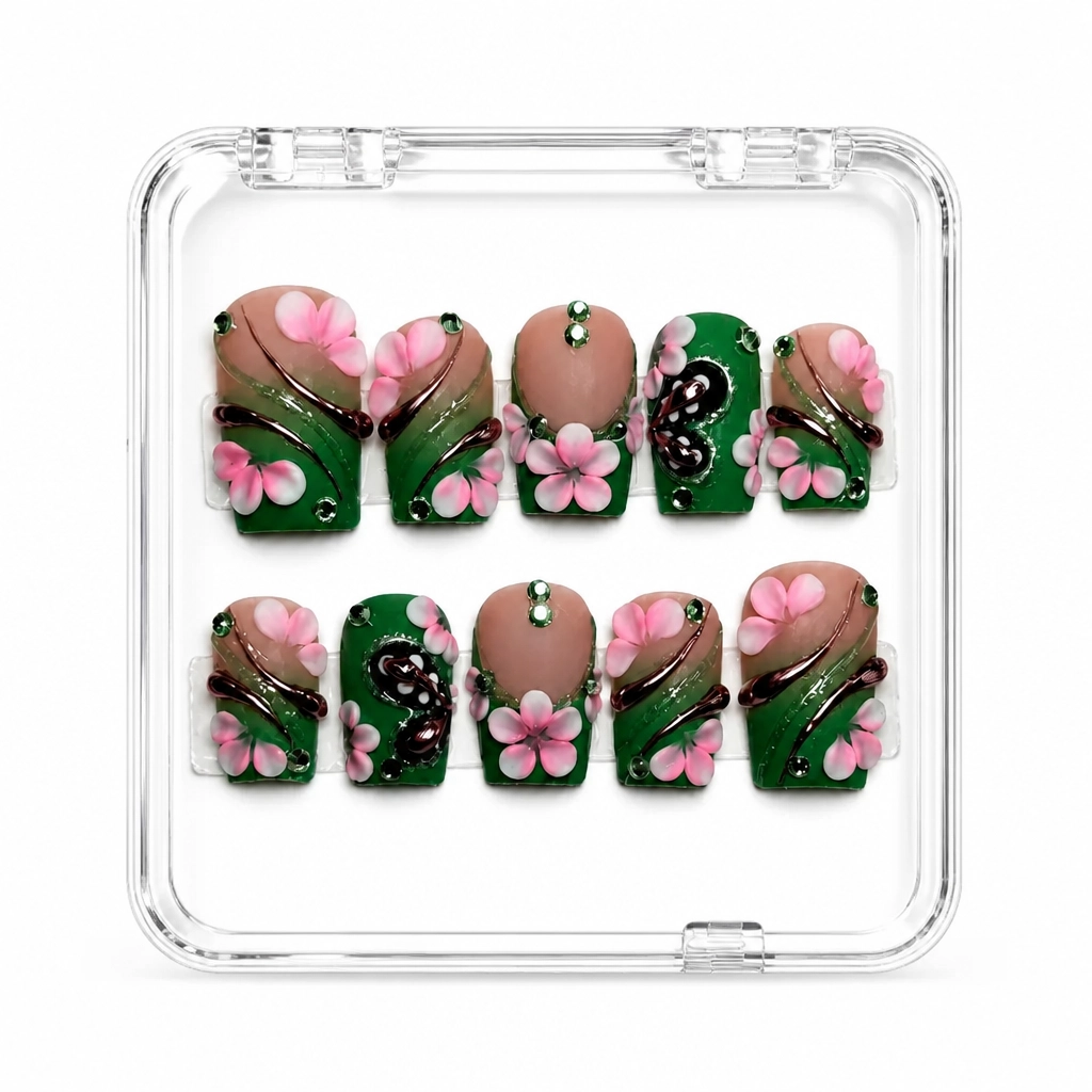 Press-on Nails Wholesale $9.90 Emerald Envy by Yabe Vietnam