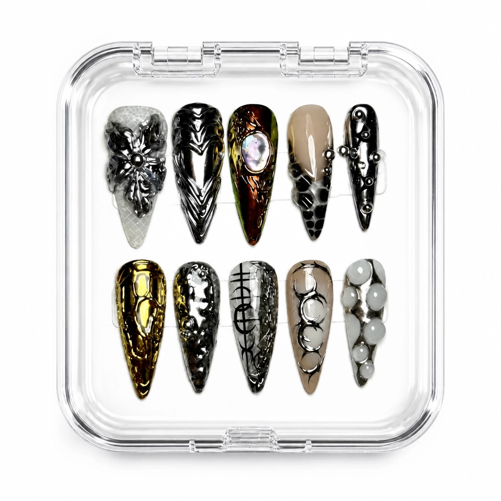 Press-on Nails Wholesale $9.90 Gothic Chrome Armor by Yabe Vietnam