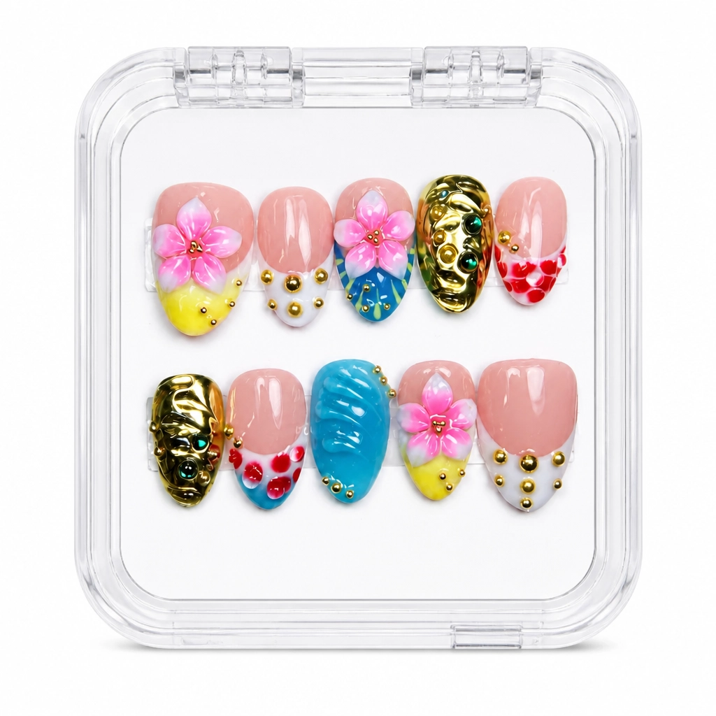 Press-on Nails Wholesale $9.90 Tropical Gold Blossom by Yabe Vietnam