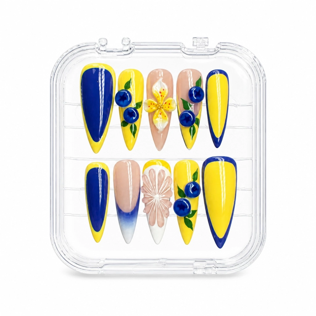 Press-on Nails Wholesale $9.90 Lemon Blueberry Bliss by Yabe Vietnam