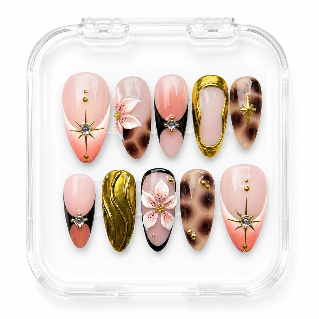 Press-on Nails Wholesale $9.90 Golden Blossom by Yabe Vietnam