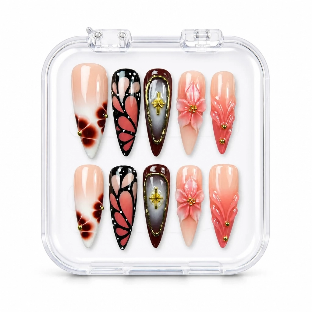 Press-on Nails Wholesale $9.90 Crimson Butterfly Elegance by Yabe Vietnam