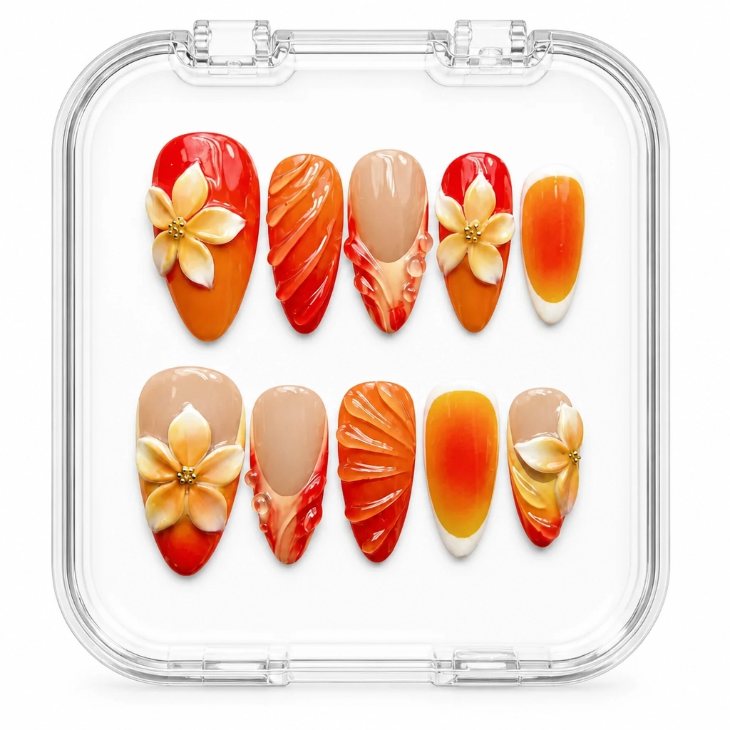 Press-on Nails Wholesale $9.90 Tropical Citrus Dew by Yabe Vietnam