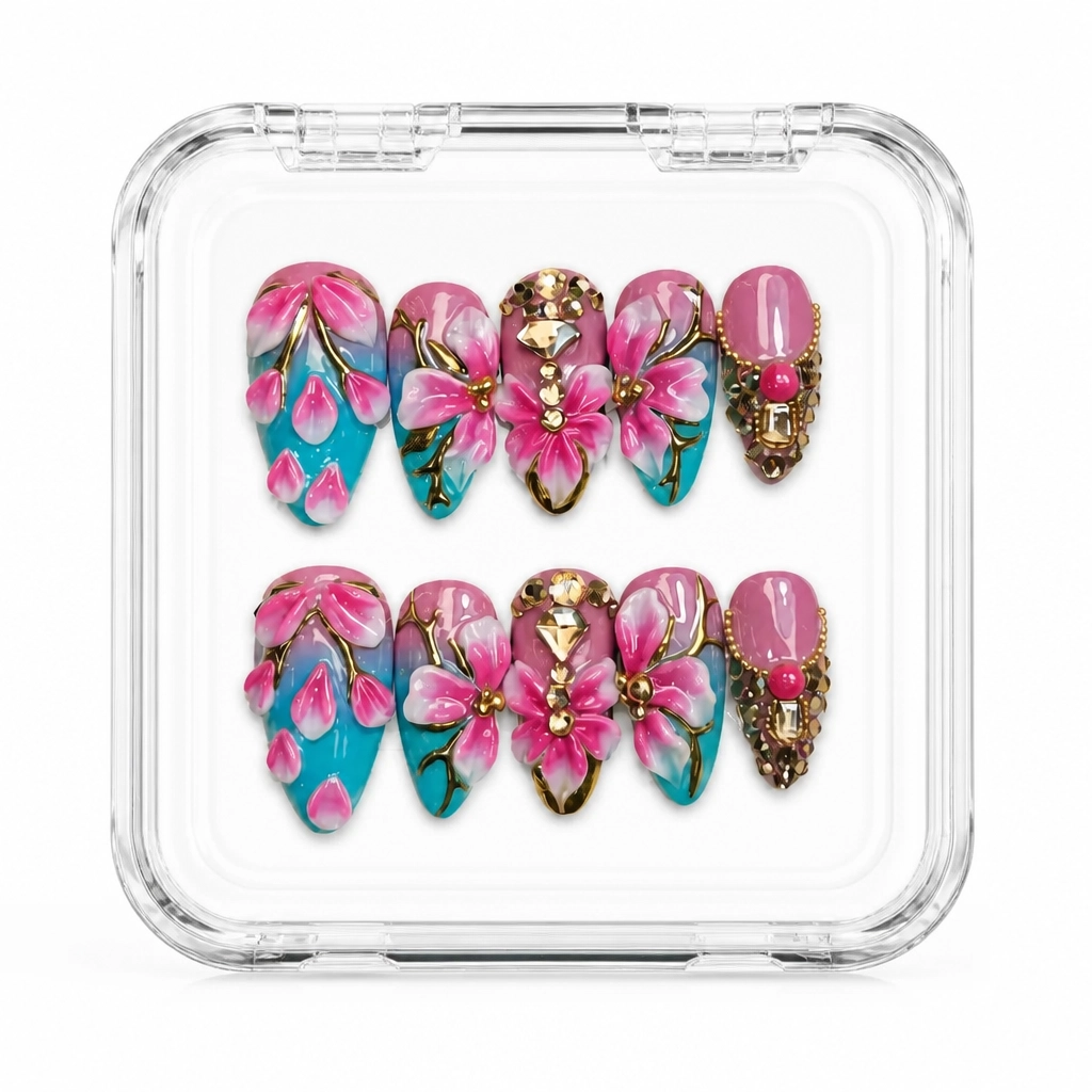 Press-on Nails Wholesale $9.90 Floral Majesty by Yabe Vietnam