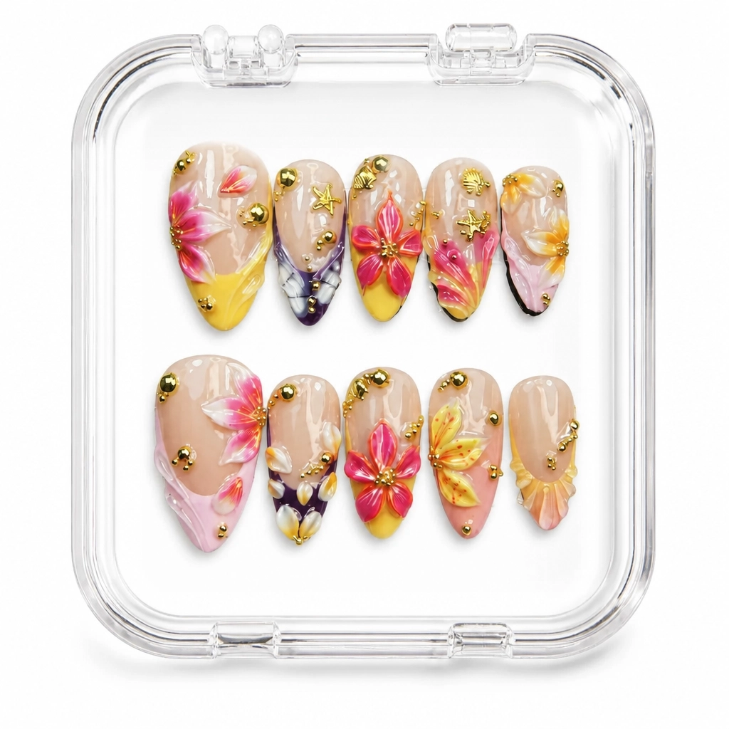 Press-on Nails Wholesale $9.90 Tropical Bloom by Yabe Vietnam