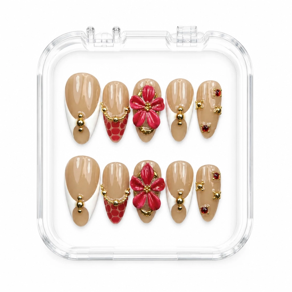 Press-on Nails Wholesale $9.90 Ruby Floral Majesty by Yabe Vietnam