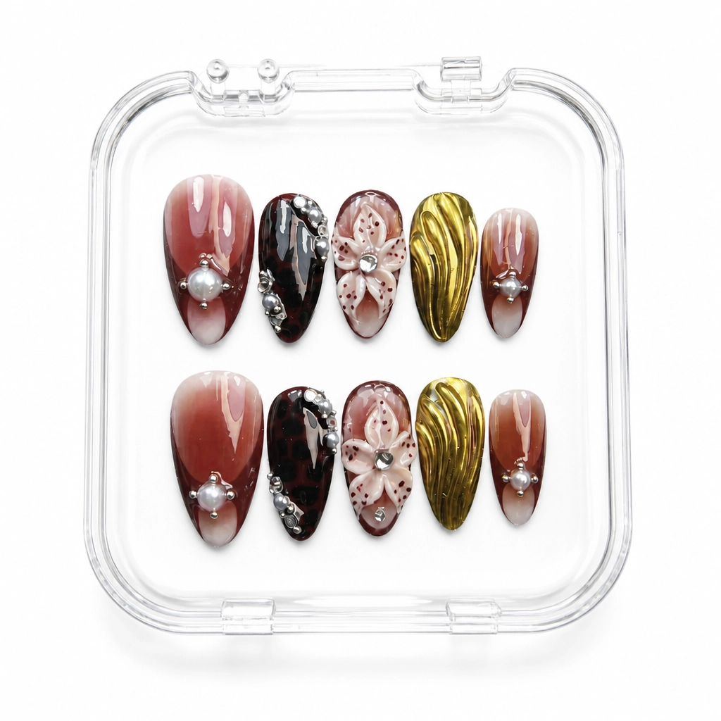Press-on Nails Wholesale $9.90 Burgundy Opulence by Yabe Vietnam