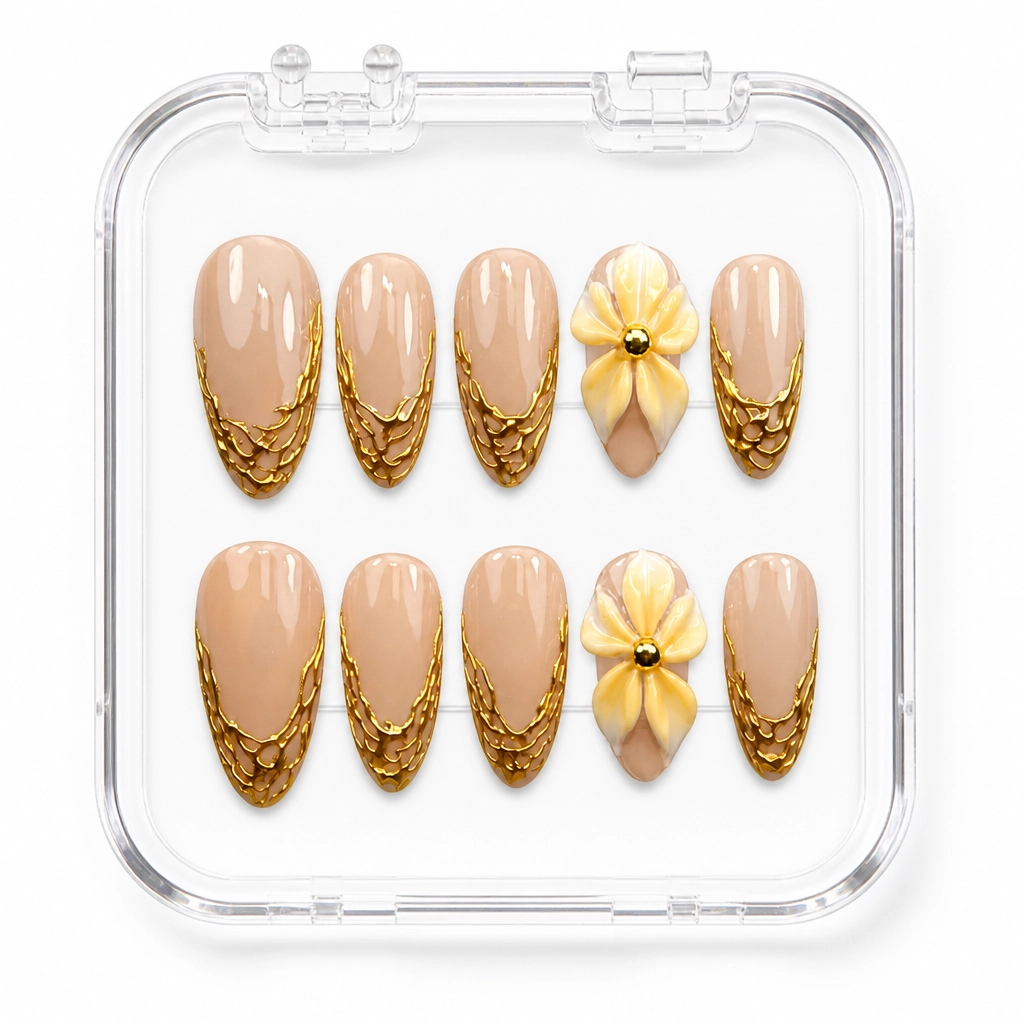 Press-on Nails Wholesale $9.90 Gilded Floral Vine by Yabe Vietnam