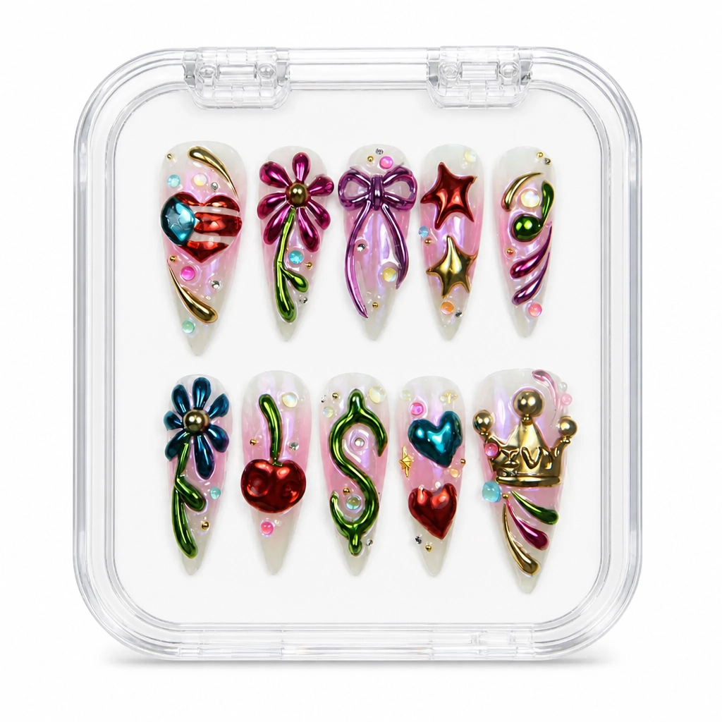 Press-on Nails Wholesale $9.90 Chrome Charm Bliss by Yabe Vietnam
