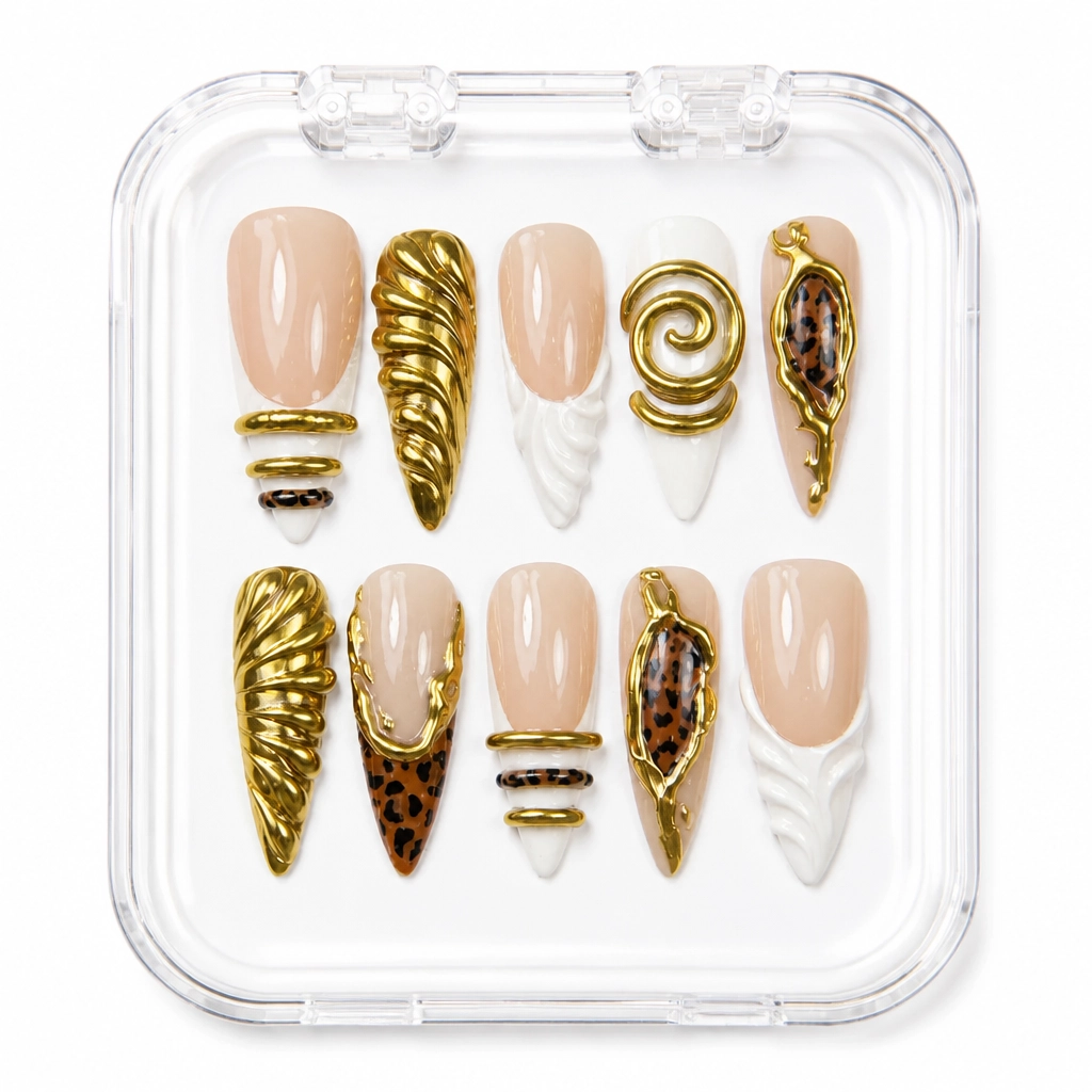 Press-on Nails Wholesale $9.90 Golden Safari Glam by Yabe Vietnam