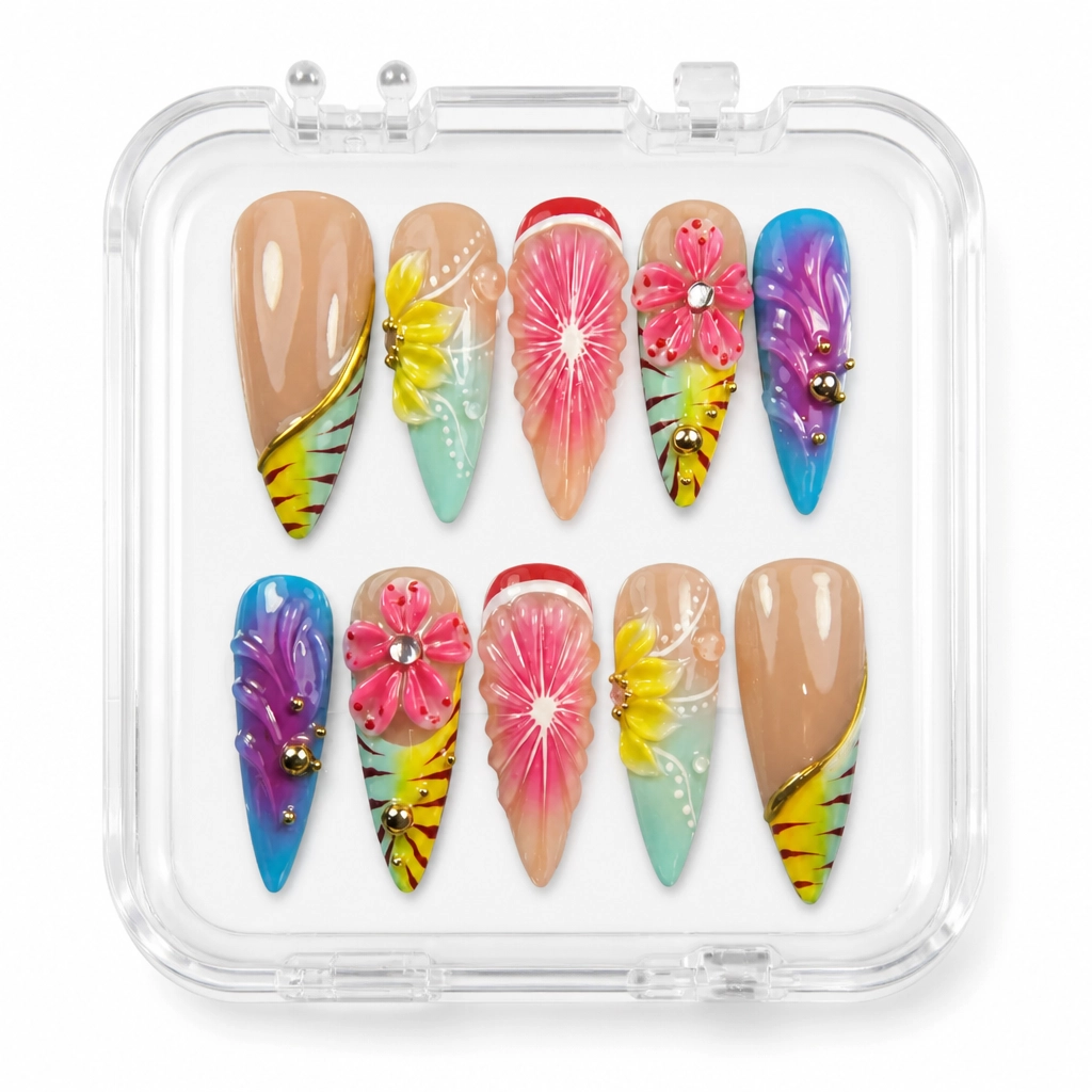 Press-on Nails Wholesale $9.90 Floral Safari by Yabe Vietnam