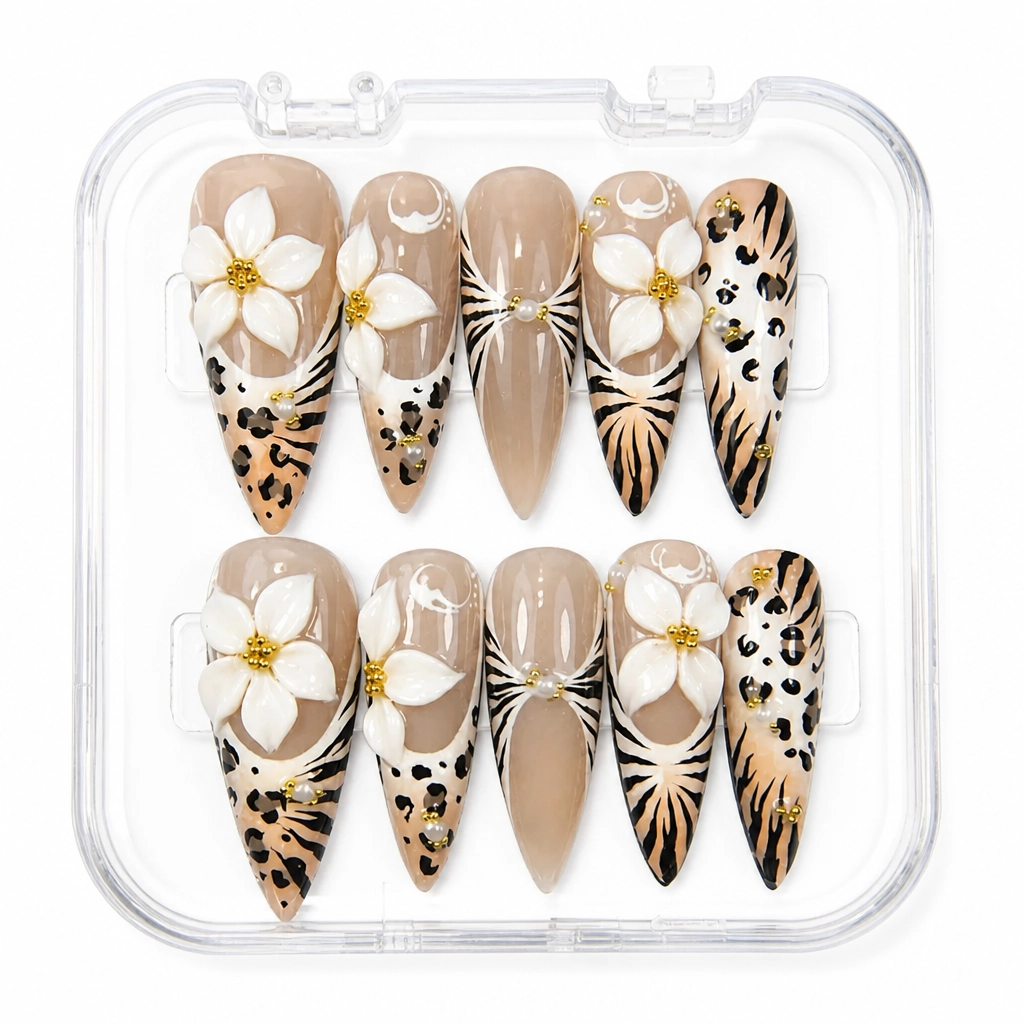 Press-on Nails Wholesale $9.90 Floral Safari by Yabe Vietnam