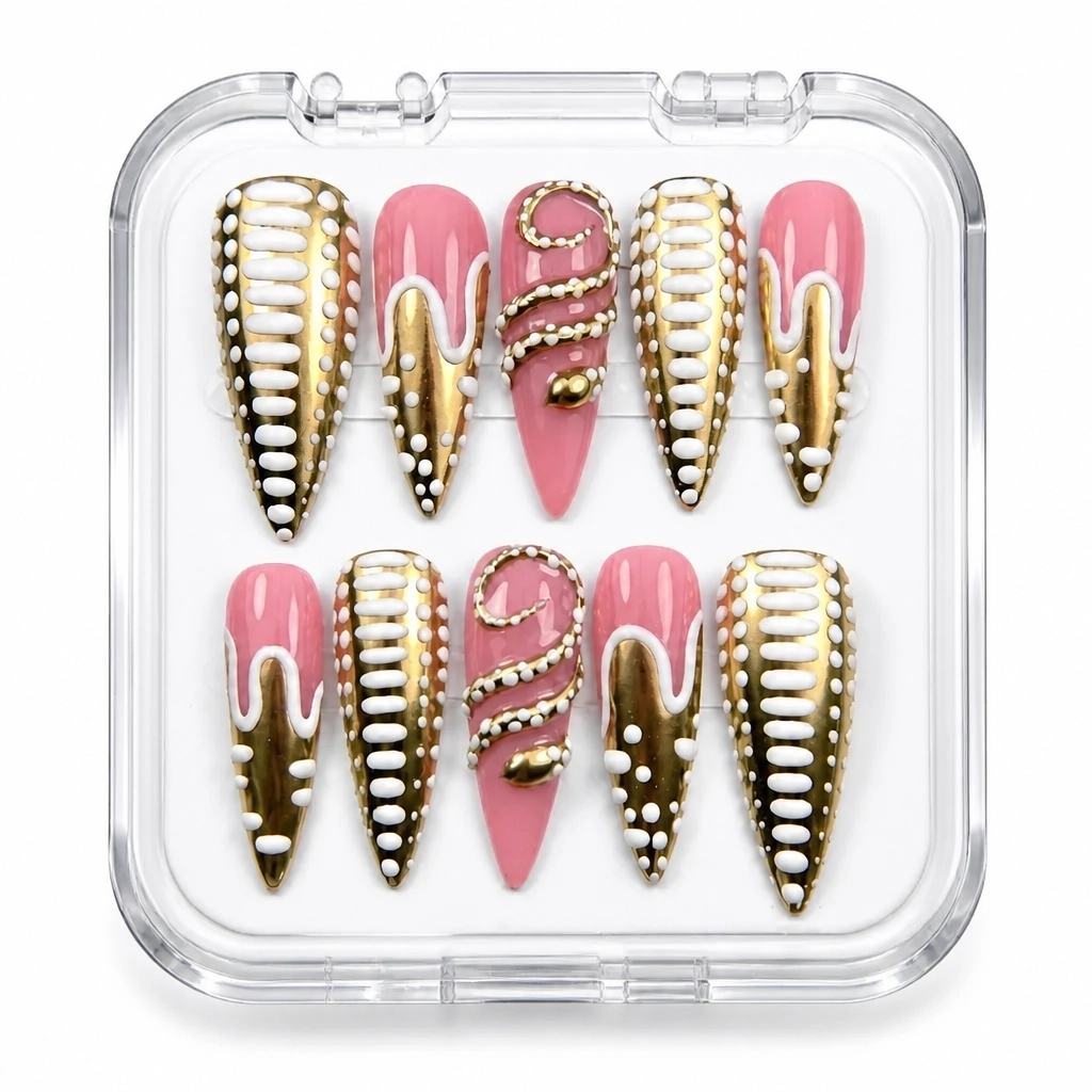 Press-on Nails Wholesale $9.90 Golden Pearl Cascade by Yabe Vietnam