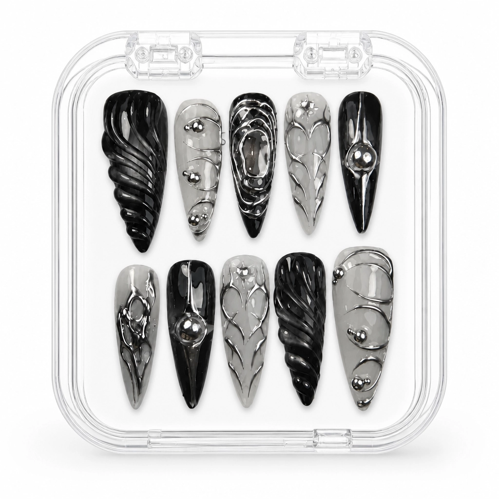 Press-on Nails Wholesale $9.90 Liquid Onyx Cyber by Yabe Vietnam