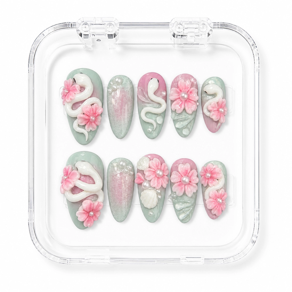 Press-on Nails Wholesale $9.90 Floral Serpent by Yabe Vietnam