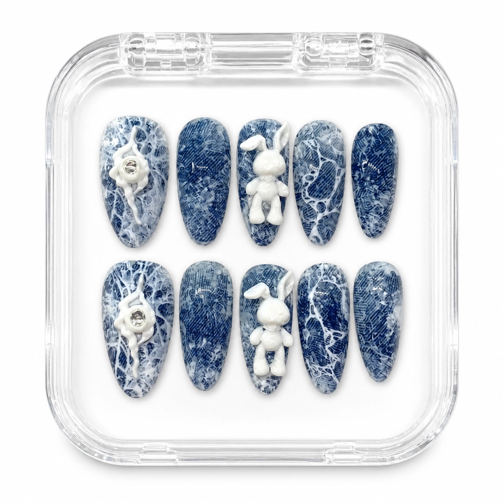 Press-on Nails Wholesale $9.90 Denim Bunny Bliss by Yabe Vietnam