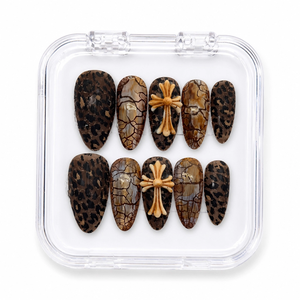 Press-on Nails Wholesale $9.90 Leopard Gothic Cross by Yabe Vietnam
