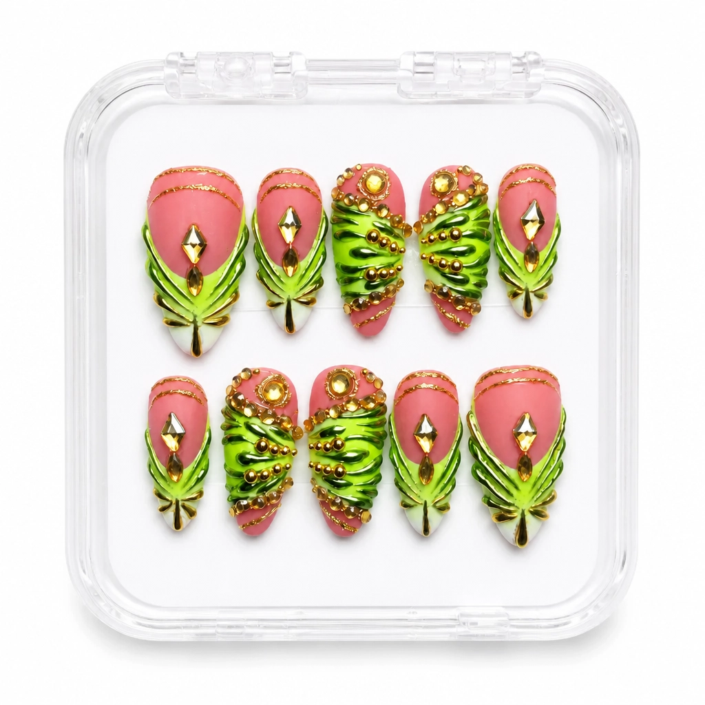 Press-on Nails Wholesale $9.90 Emerald Elegance by Yabe Vietnam