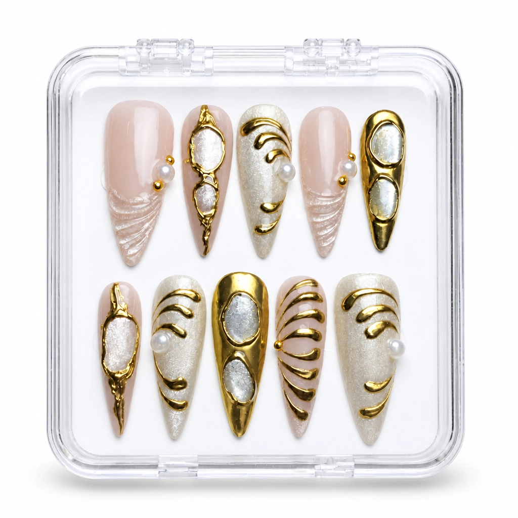 Press-on Nails Wholesale $9.90 Golden Opulence by Yabe Vietnam