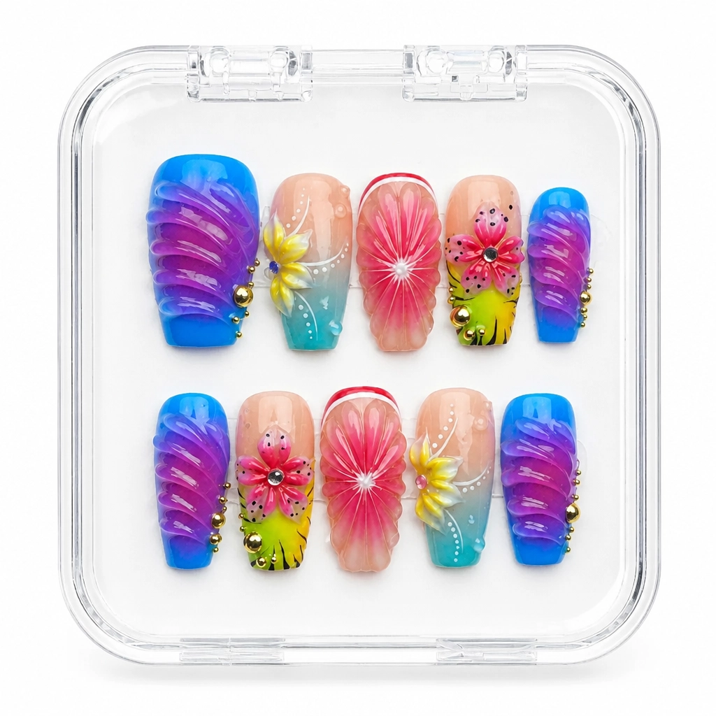 Press-on Nails Wholesale $9.90 Prismatic Bloom by Yabe Vietnam