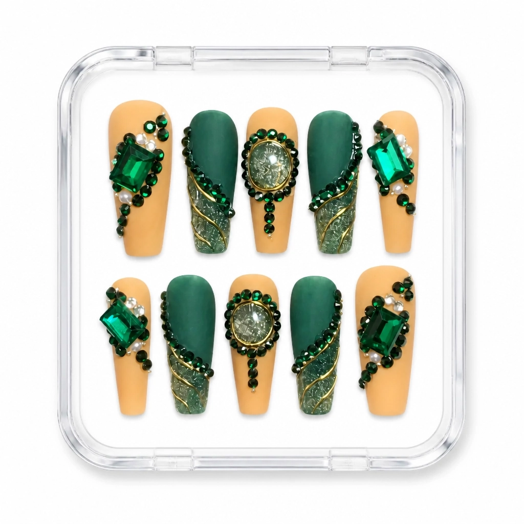 Press-on Nails Wholesale $9.90 Emerald Luxe by Yabe Vietnam