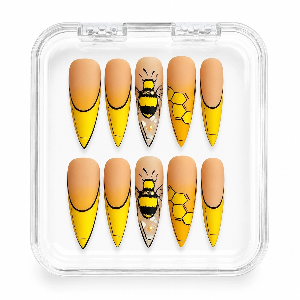 Press-on Nails Wholesale $9.90 Honey Hive Stiletto by Yabe Vietnam