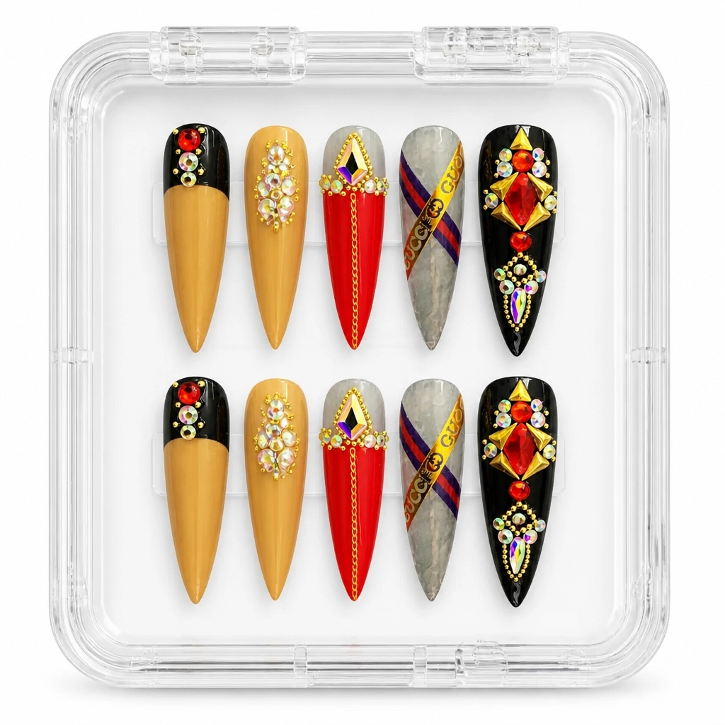 Press-on Nails Wholesale $9.90 Luxe Monogram Glam by Yabe Vietnam