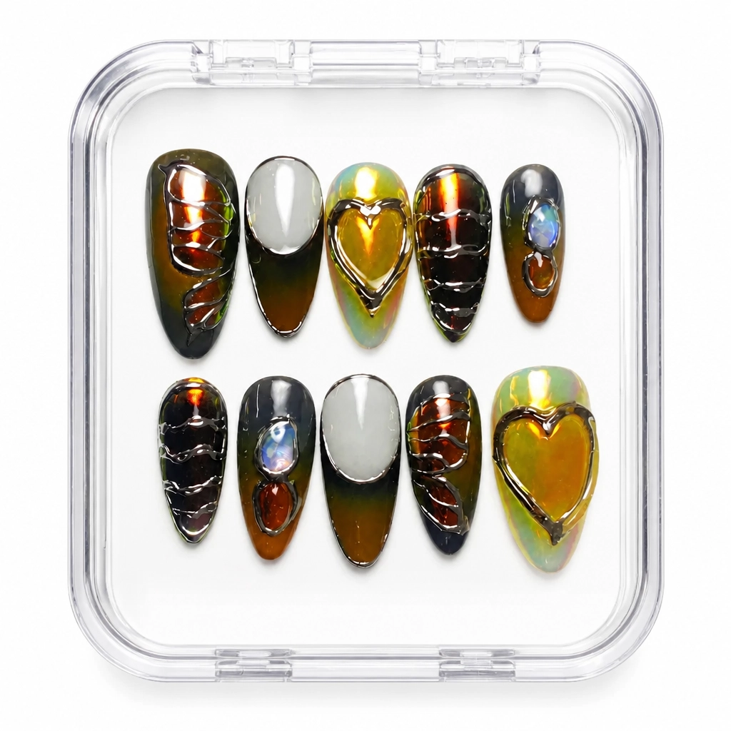 Press-on Nails Wholesale $9.90 Amber Eclipse by Yabe Vietnam