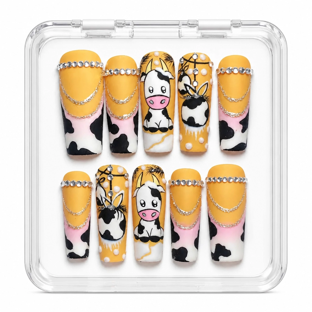 Press-on Nails Wholesale $9.90 Golden Moo Chic by Yabe Vietnam