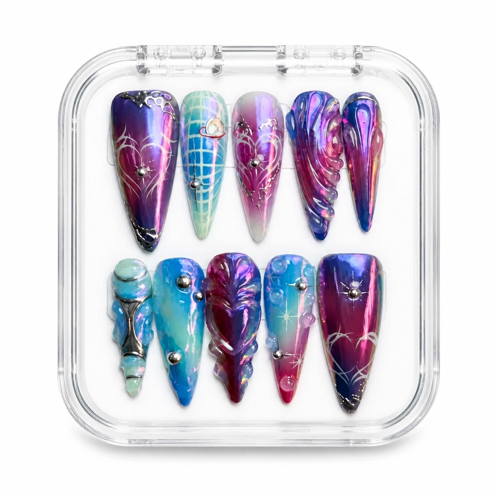 Press-on Nails Wholesale $9.90 Cosmic Marble Elegance by Yabe Vietnam