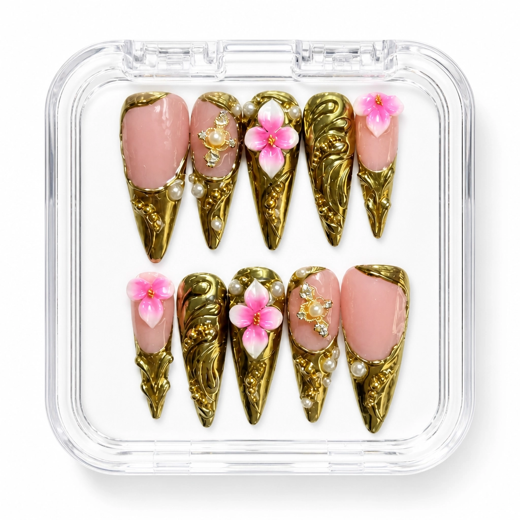 Press-on Nails Wholesale $9.90 Gilded Bloom by Yabe Vietnam