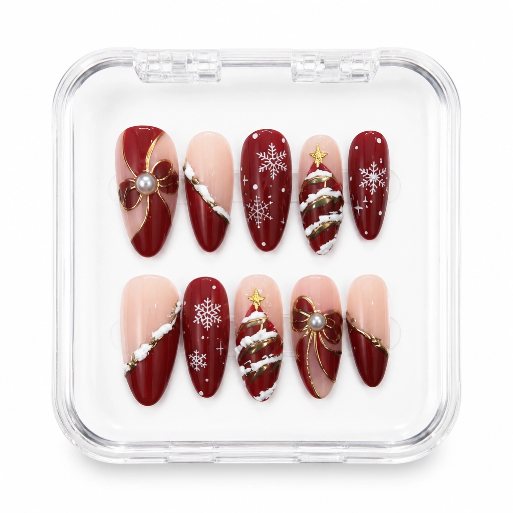 Press-on Nails Wholesale $9.90 Burgundy Elegance by Yabe Vietnam
